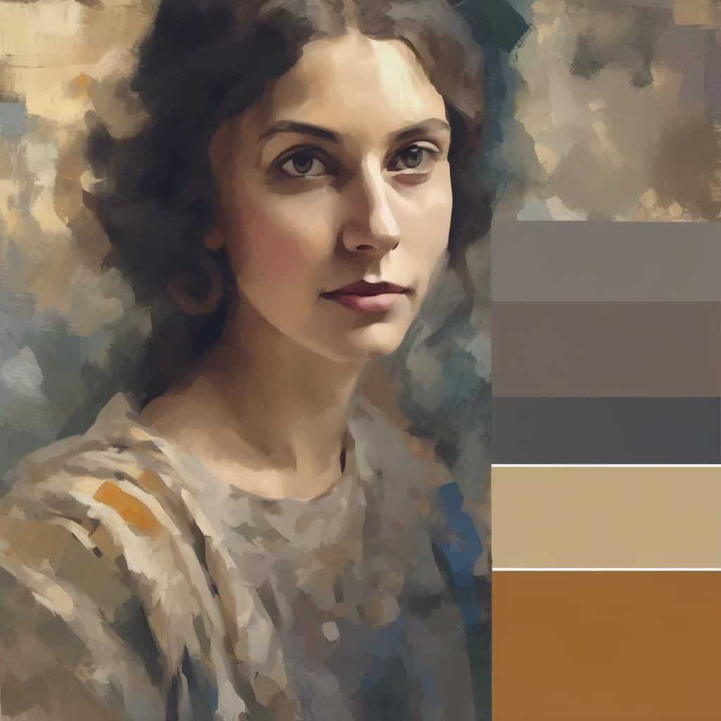 Ανθρώπινη πορτρέτο γυναίκας με πολιτικό και καλλιτεχνικό μήνυμα, εξερευνώντας την πολιτική έκφραση στις τέχνες.